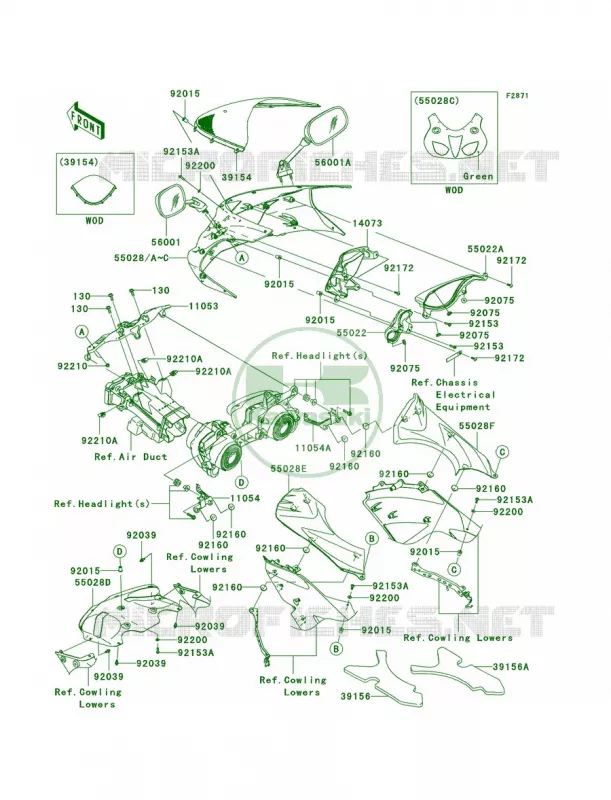 Cowling Kawasaki MOTOS 600 2007 Ninja ZX-6R  ZX600P7F