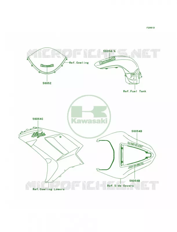 DecalsEbonyP8F Kawasaki MOTOS 600 2007 Ninja ZX-6R  ZX600P7F