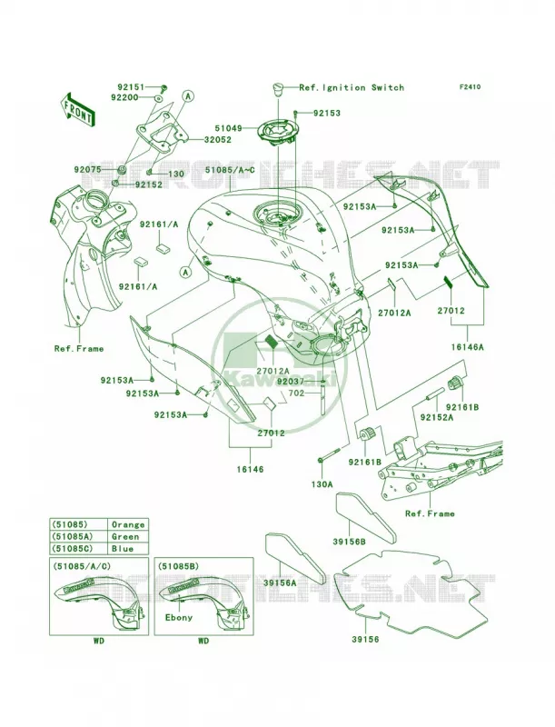 Fuel Tank Kawasaki MOTOS 600 2007 Ninja ZX-6R  ZX600P7F
