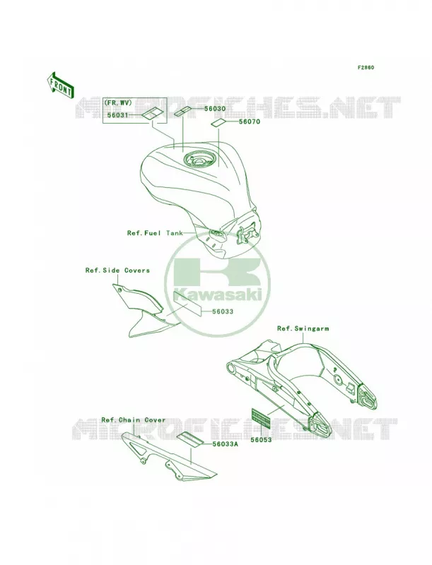 Labels Kawasaki MOTOS 600 2007 Ninja ZX-6R  ZX600P7F