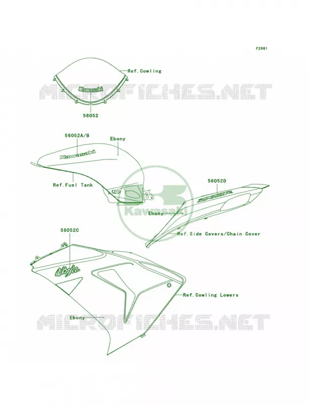 DecalsEbonyD6F Kawasaki MOTOS 1000 2006 Ninja ZX-10R  ZX1000D6F
