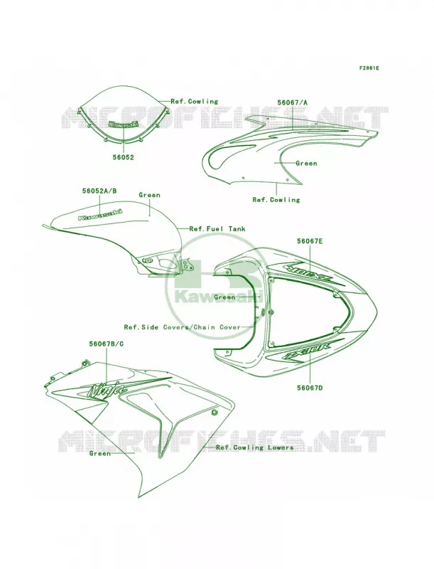 DecalsGreenD7F Kawasaki MOTOS 1000 2006 Ninja ZX-10R  ZX1000D6F