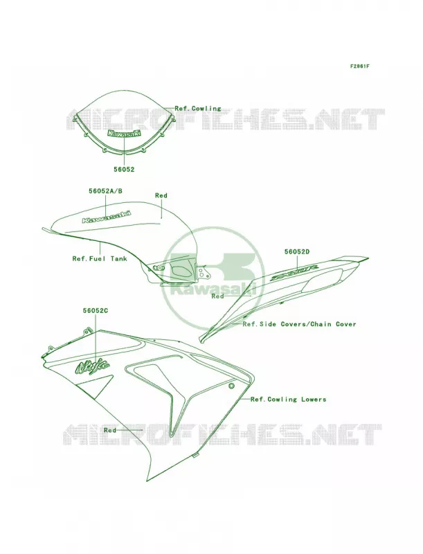 DecalsRedD7FCAUS Kawasaki MOTOS 1000 2006 Ninja ZX-10R  ZX1000D6F