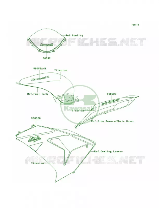DecalsTitaniumD6F Kawasaki MOTOS 1000 2006 Ninja ZX-10R  ZX1000D6F