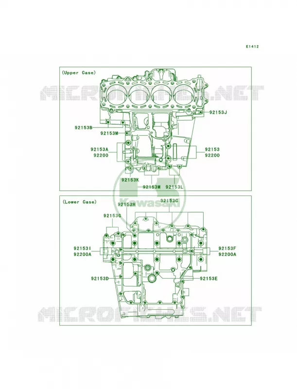 Crankcase Bolt Pattern Kawasaki MOTOS 1400 2006 Ninja ZX-14  ZX1400A6F