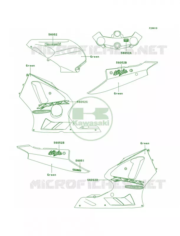 DecalsGreenB2 Kawasaki MOTOS 1200 2005 Ninja ZX-12R  ZX1200-B4