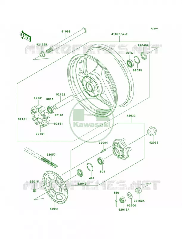 Rear WheelChain Kawasaki MOTOS 1200 2005 Ninja ZX-12R  ZX1200-B4