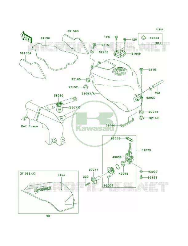 Fuel Tank Kawasaki MOTOS 600 2005 ZZR600  ZX600-J4