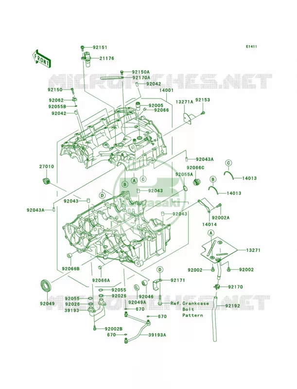 Crankcase Kawasaki MOTOS 600 2005 Ninja ZX-6RR  ZX600-N1