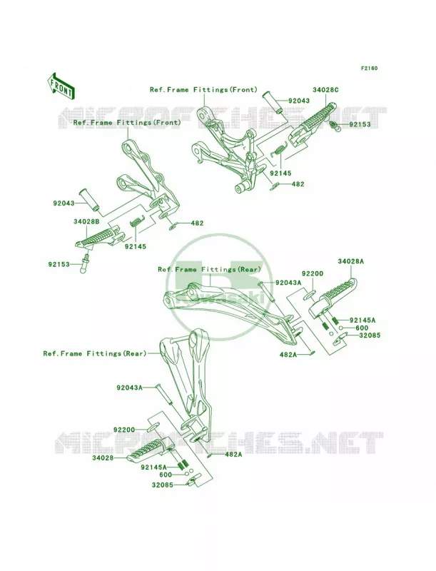 Footrests Kawasaki MOTOS 636 2005 Ninja ZX-6R  ZX636-C1