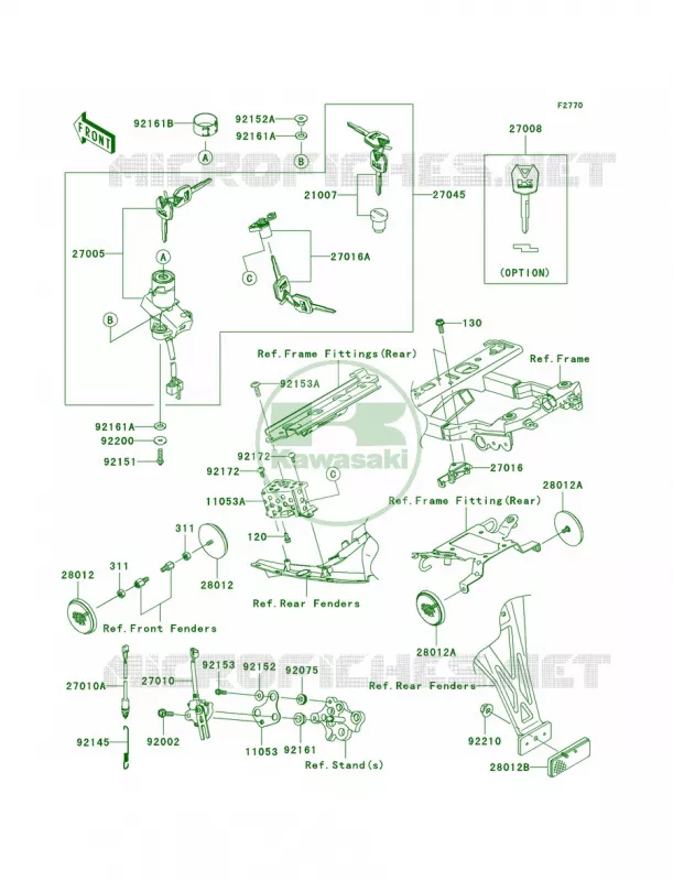 Ignition SwitchLocksReflectors Kawasaki MOTOS 636 2005 Ninja ZX-6R  ZX636-C1