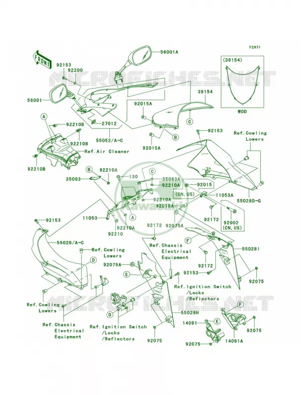 Cowling Kawasaki MOTOS 1000 2004 Ninja ZX-10R  ZX1000-C1