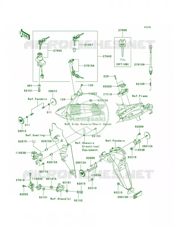 Ignition SwitchLocksReflectors Kawasaki MOTOS 1000 2004 Ninja ZX-10R  ZX1000-C1