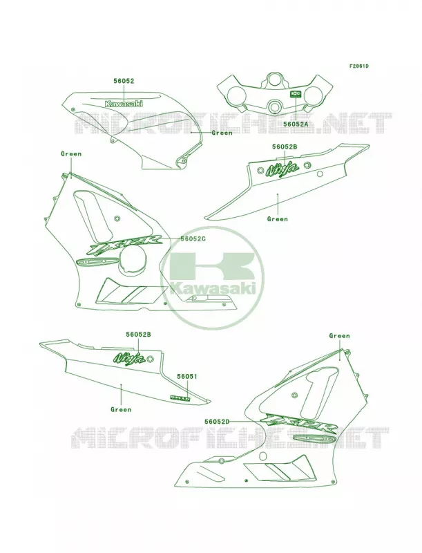 DecalsGreenB2 Kawasaki MOTOS 1200 2004 Ninja ZX-12R  ZX1200-B3