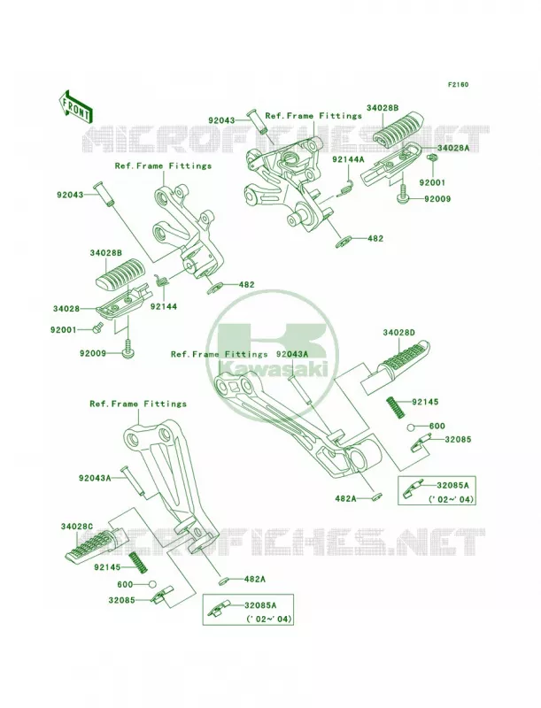 Footrests Kawasaki MOTOS 1200 2004 Ninja ZX-12R  ZX1200-B3