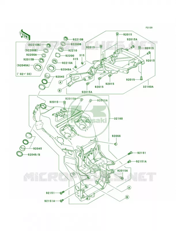 Frame Kawasaki MOTOS 1200 2004 Ninja ZX-12R  ZX1200-B3