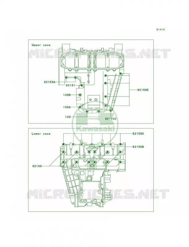 Crankcase Bolt Pattern Kawasaki MOTOS 600 2004 ZZR600  ZX600-E12