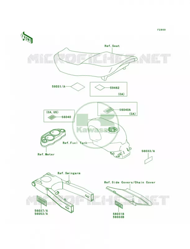 Labels Kawasaki MOTOS 600 2004 ZZR600  ZX600-E12
