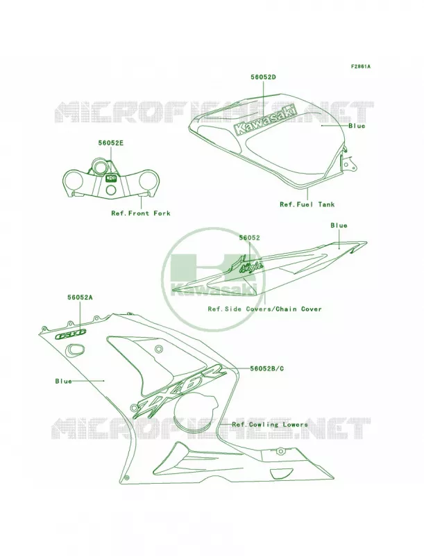 DecalsBlueZX636-B1 Kawasaki MOTOS 636 2004 Ninja ZX-6R  ZX636-B2