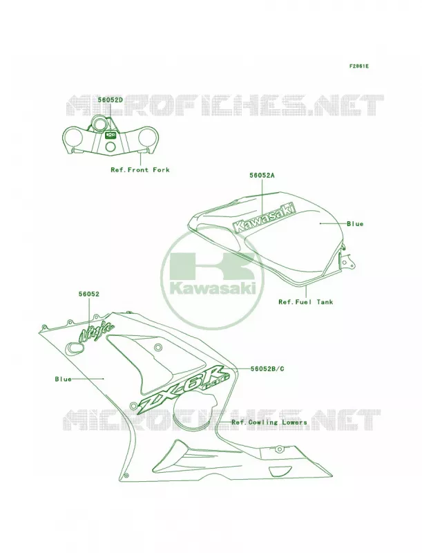 DecalsBlueZX636-B2 Kawasaki MOTOS 636 2004 Ninja ZX-6R  ZX636-B2