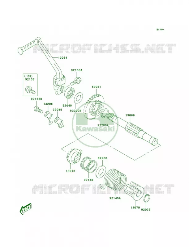 Kickstarter Mechanism Kawasaki MOTOS 125 2003 KLX125L  KLX125-B1