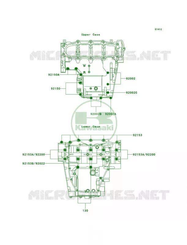 Crankcase Bolt Pattern Kawasaki MOTOS 600 2003 Ninja ZX-6RR  ZX600-K1