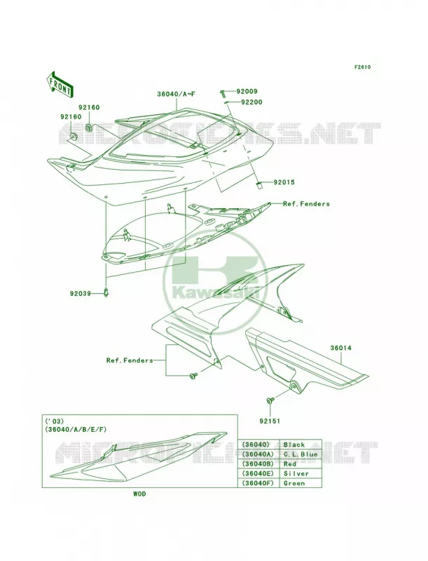Side CoversChain Cover Kawasaki MOTOS 636 2003 Ninja ZX-6R  ZX636-B1