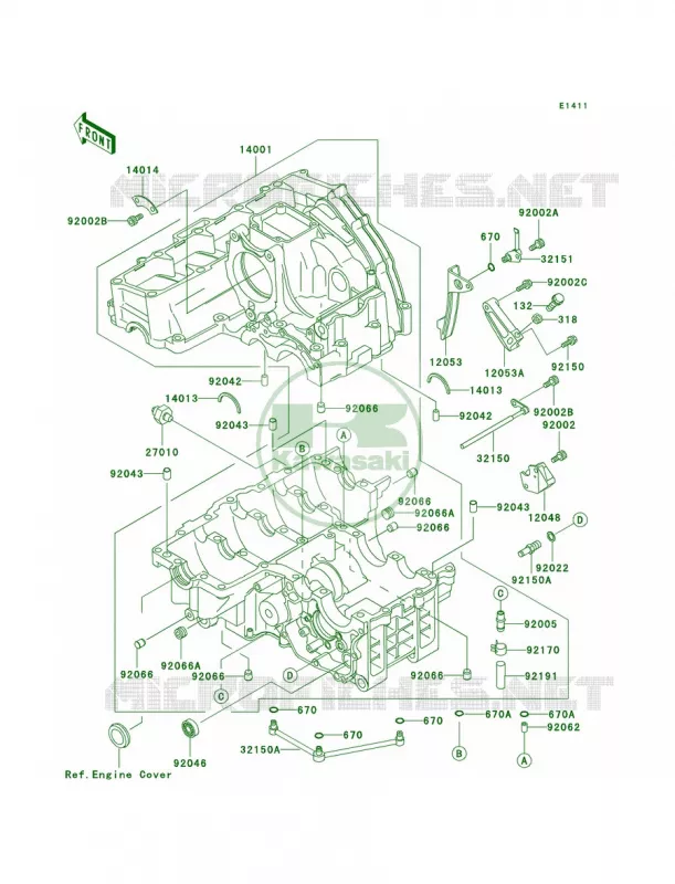 Crankcase Kawasaki MOTOS 750 2003 Ninja ZX-7R  ZX750-P8