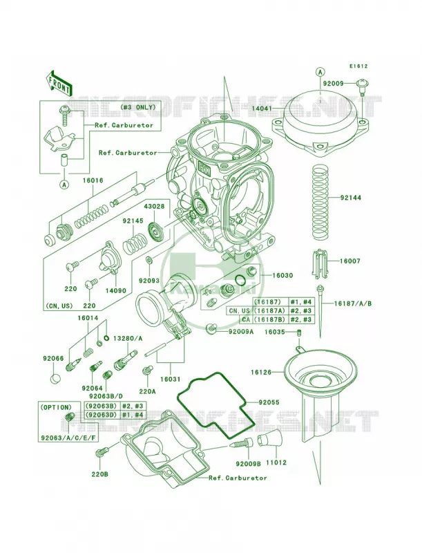 Carburetor Parts Kawasaki MOTOS 900 2003 Ninja ZX-9R  ZX900-F2