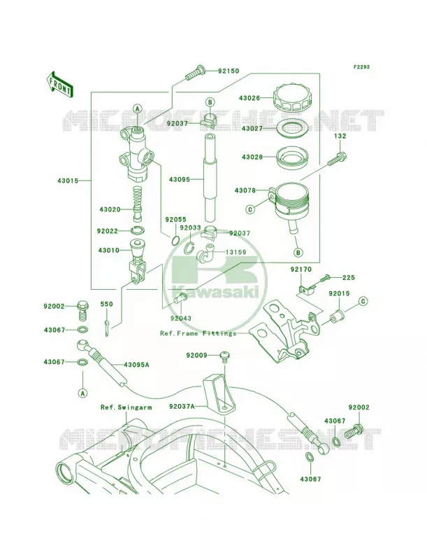 Rear Master Cylinder Kawasaki MOTOS 900 2003 Ninja ZX-9R  ZX900-F2