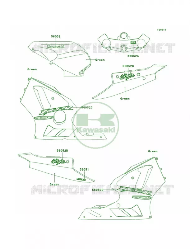 DecalsGreenB2 Kawasaki MOTOS 1200 2002 Ninja ZX-12R  ZX1200-B1