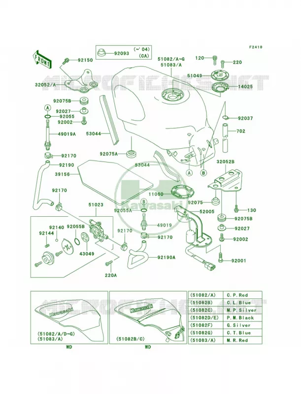 Fuel Tank44 Kawasaki MOTOS 600 2002 Ninja ZX-6  ZX600-E10
