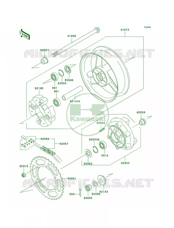 Rear WheelChain Kawasaki MOTOS 600 2002 Ninja ZX-6  ZX600-E10
