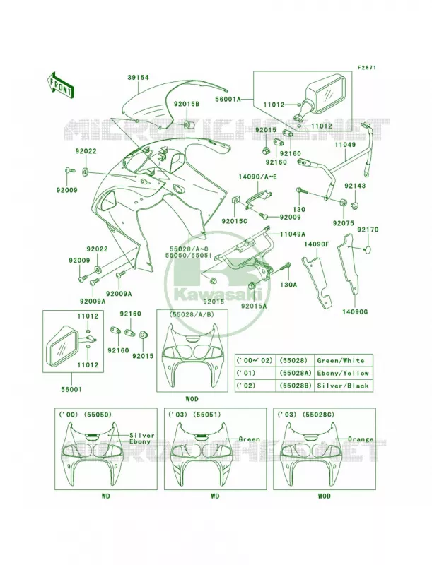 Cowling Kawasaki MOTOS 750 2002 Ninja ZX-7R  ZX750-P7