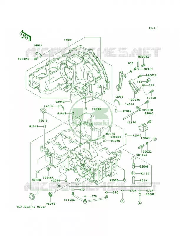 Crankcase Kawasaki MOTOS 750 2002 Ninja ZX-7R  ZX750-P7