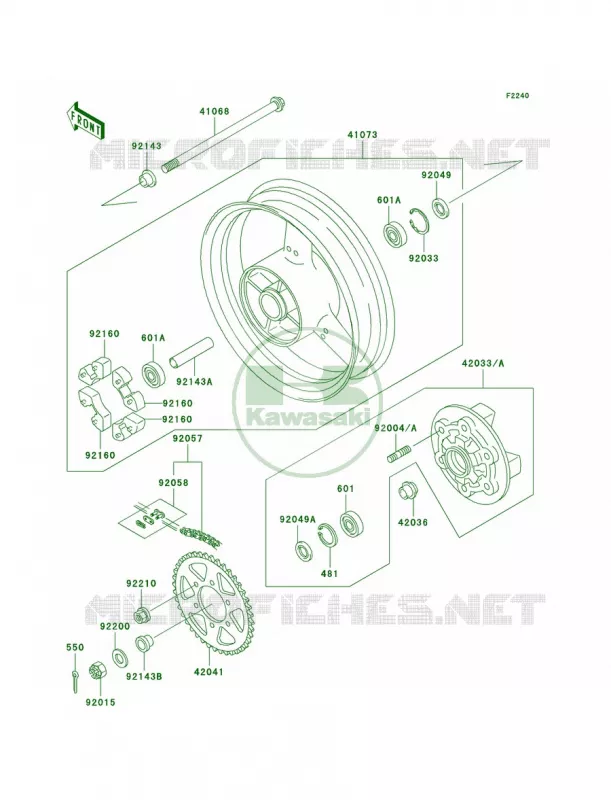 Rear WheelChain Kawasaki MOTOS 750 2002 Ninja ZX-7R  ZX750-P7