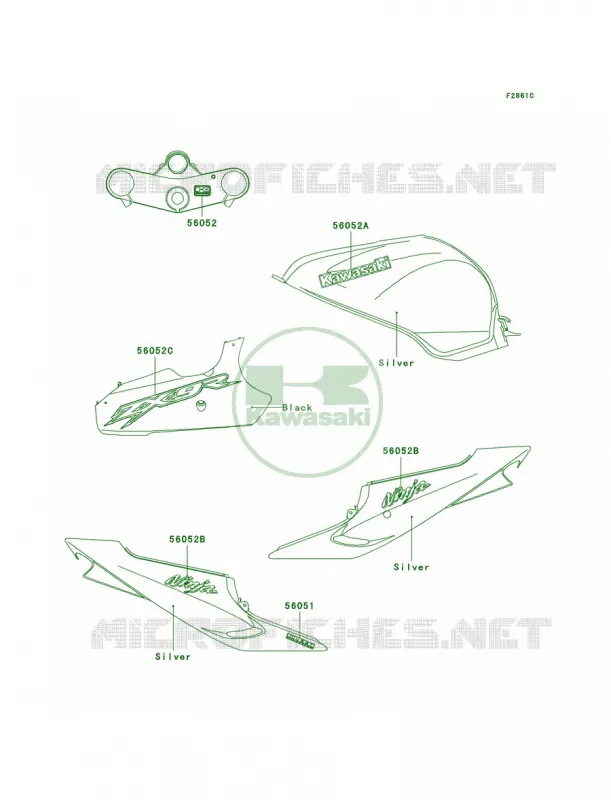 DecalsSilverZX900-F2 Kawasaki MOTOS 900 2002 Ninja ZX-9R  ZX900-F1