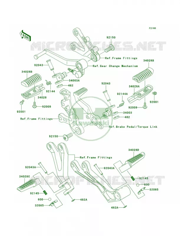 Footrests Kawasaki MOTOS 900 2002 Ninja ZX-9R  ZX900-F1