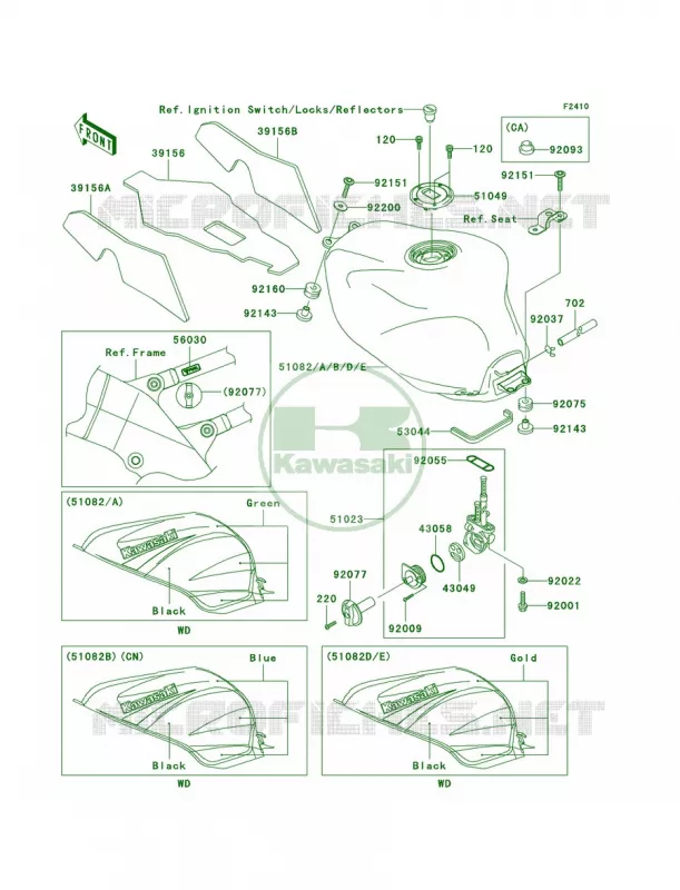 Fuel TankZX900-F1 Kawasaki MOTOS 900 2002 Ninja ZX-9R  ZX900-F1