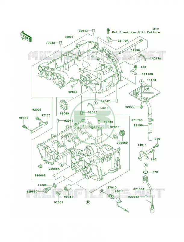 Crankcase Kawasaki MOTOS 600 2001 Ninja ZX-6  ZX600-E9
