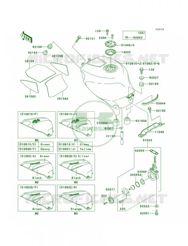 Fuel Tank Kawasaki MOTOS 750 2001 Ninja ZX-7R  ZX750-P6