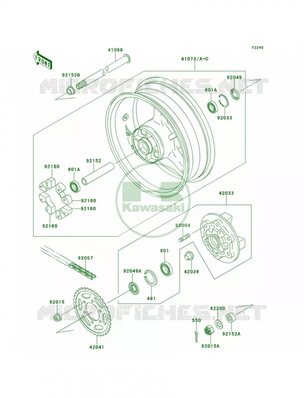 Rear WheelChain Kawasaki MOTOS 900 2001 Ninja ZX-9R  ZX900-E2