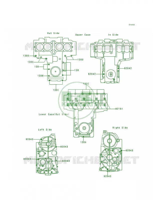 Crankcase Bolt Pattern Kawasaki MOTOS 750 2000 ZR-7  ZR750-F2