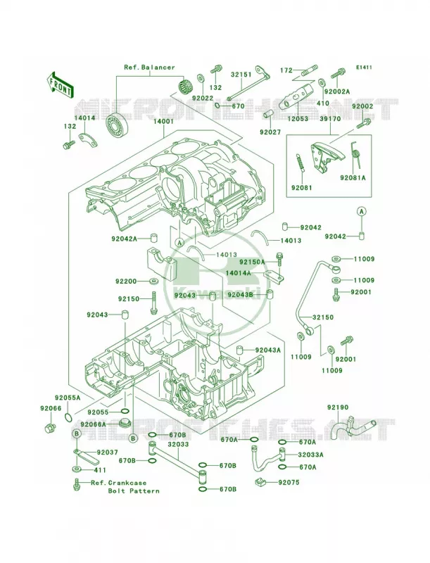 Crankcase Kawasaki MOTOS 1100 2000 Ninja ZX-11  ZX1100-D8