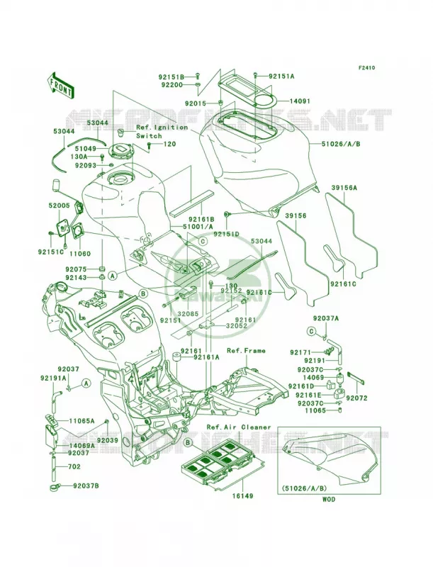 Fuel Tank Kawasaki MOTOS 1200 2000 Ninja ZX-12R  ZX1200-A1