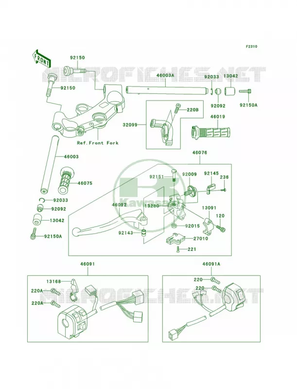 Handlebar Kawasaki MOTOS 1200 2000 Ninja ZX-12R  ZX1200-A1