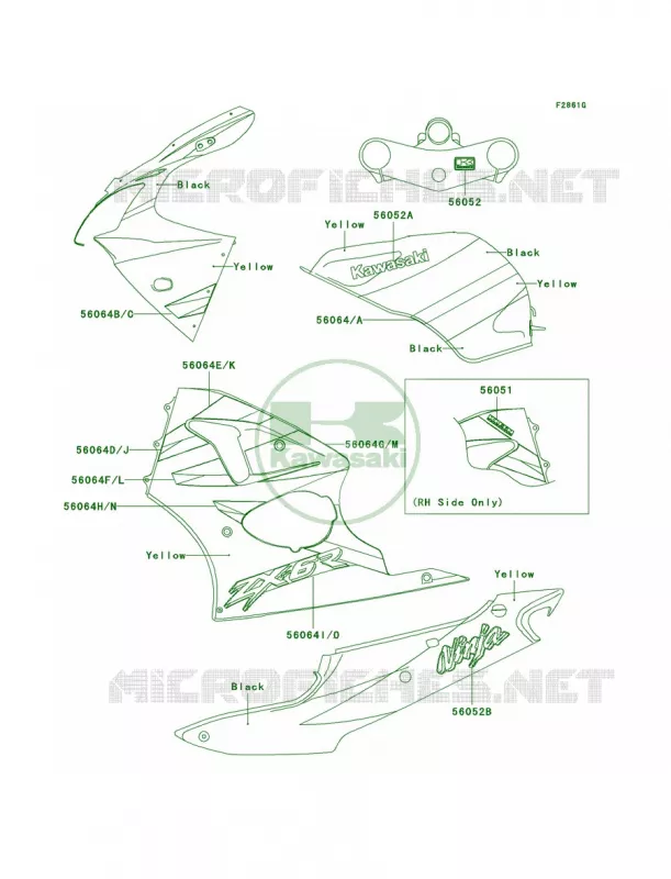 DecalsYellowBlackZX600-J2 Kawasaki MOTOS 600 2000 Ninja ZX-6R  ZX600-J1