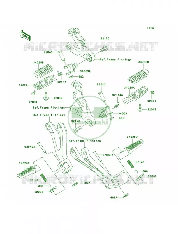 Footrests Kawasaki MOTOS 600 2000 Ninja ZX-6R  ZX600-J1