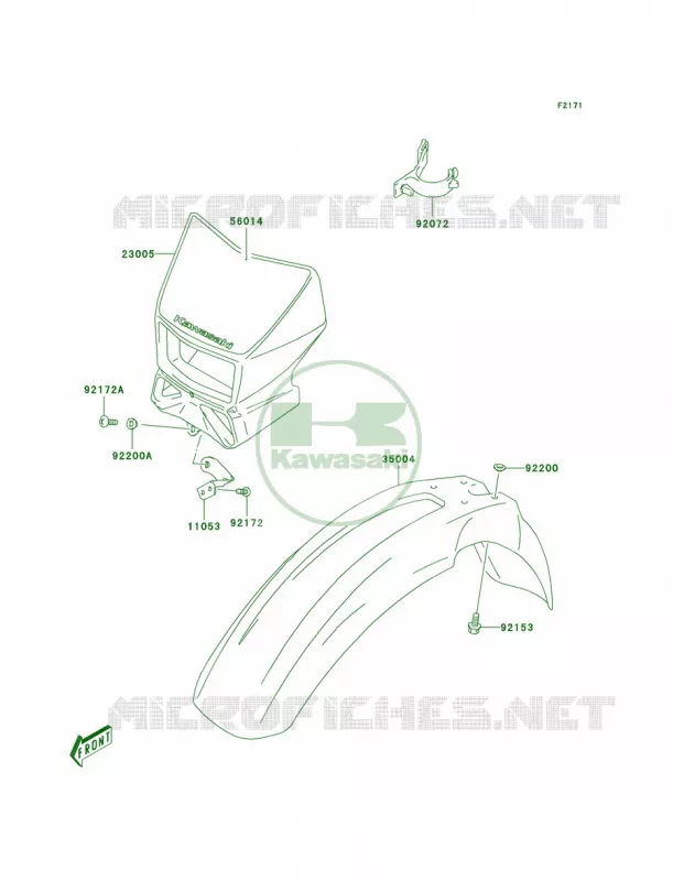 Front Fenders Kawasaki MOTOS 400 2003 KLX400R  KLX400-B1