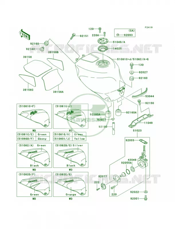 Fuel Tank Kawasaki MOTOS 750 2000 Ninja ZX-7R  ZX750-P5